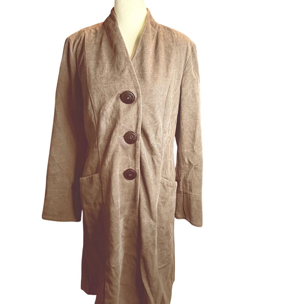 J. Jill Long Duster Lagenlook  Coat Jacket, Gray Brown, Size Petite Medium